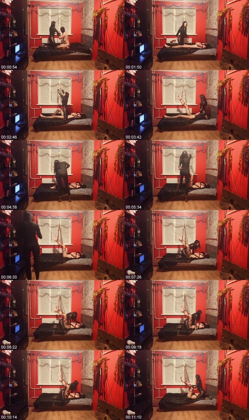 Dominatrix Nika Tied Her Slave With Ropes And Fucked Him With A Strapon